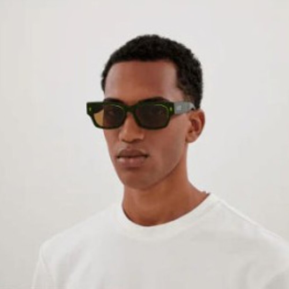 Gucci GG1794S 003 Sunglasses Transparent Orange/Black Square Frame, Blue Lenses - Picture 6 of 12